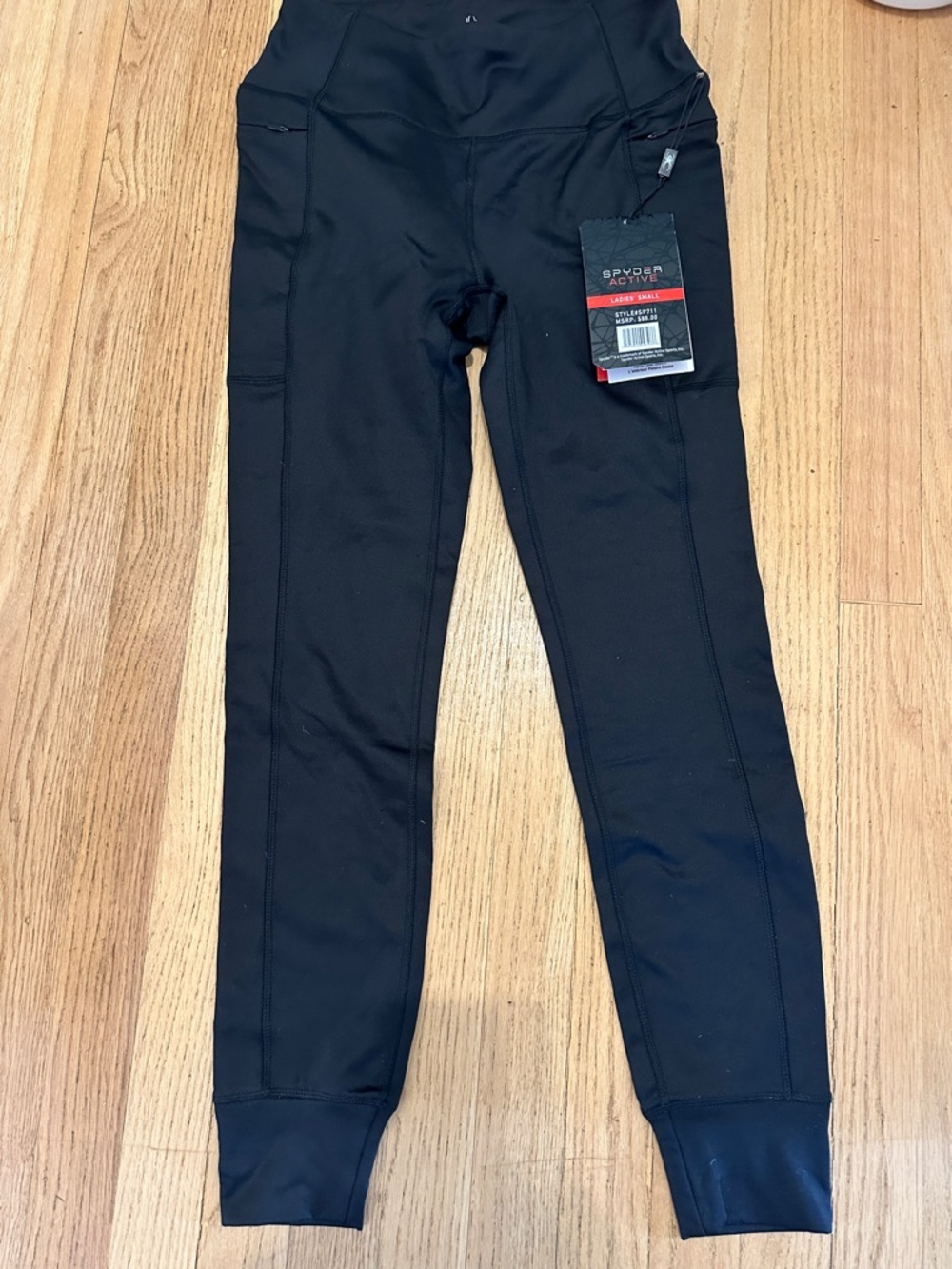 Spyder Black Youth Performance Leggings with Side Zip Pockets